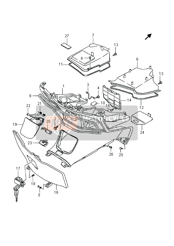 9216214G01, Lock, Lid Arm, Suzuki, 1